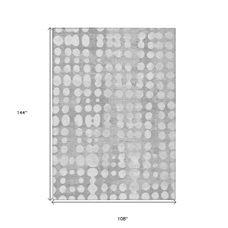 9' X 12' Gray And Ivory Abstract Washable Indoor Outdoor Area Rug
