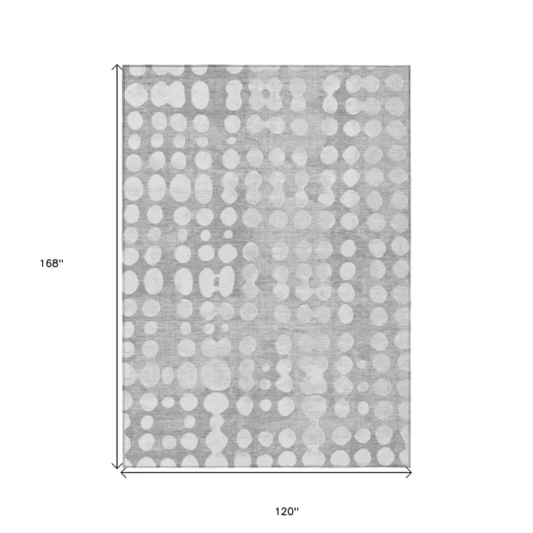 10' X 14' Gray And Ivory Abstract Washable Indoor Outdoor Area Rug