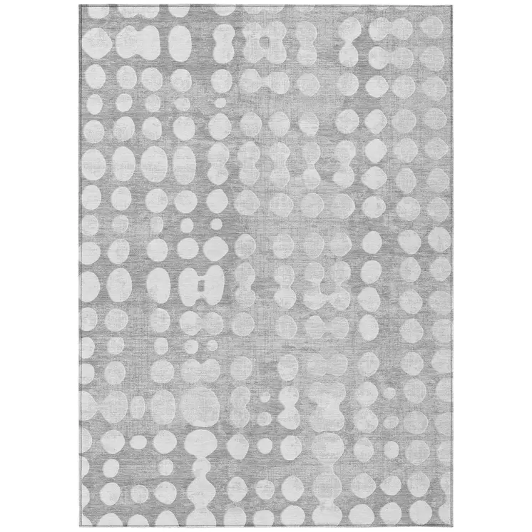 10' X 14' Gray And Ivory Abstract Washable Indoor Outdoor Area Rug