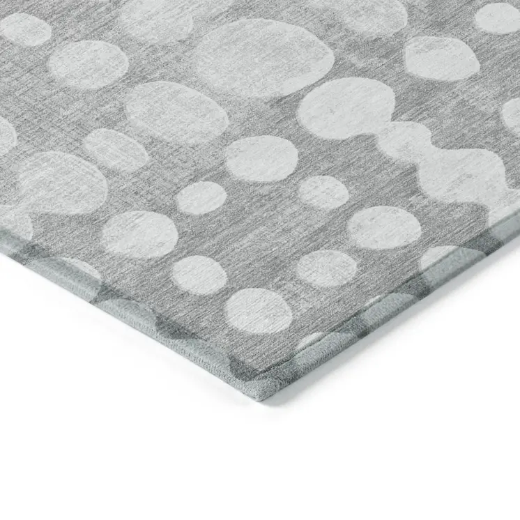 10' X 14' Gray And Ivory Abstract Washable Indoor Outdoor Area Rug