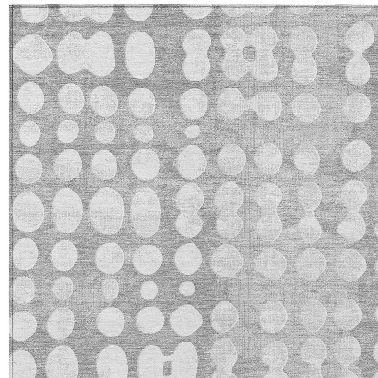10' X 14' Gray And Ivory Abstract Washable Indoor Outdoor Area Rug