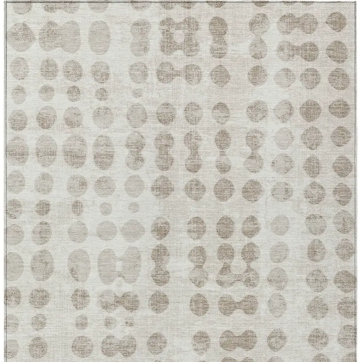 5' X 8' Ivory And Beige Abstract Washable Indoor Outdoor Area Rug