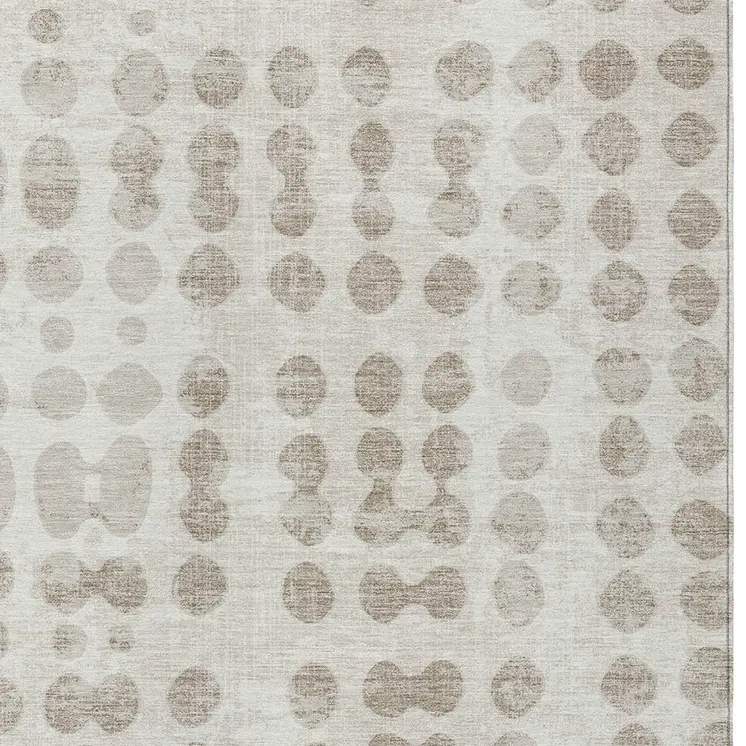 8' X 10' Ivory And Beige Abstract Washable Indoor Outdoor Area Rug