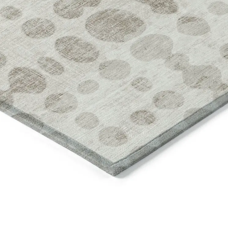 10' X 14' Ivory And Beige Abstract Washable Indoor Outdoor Area Rug