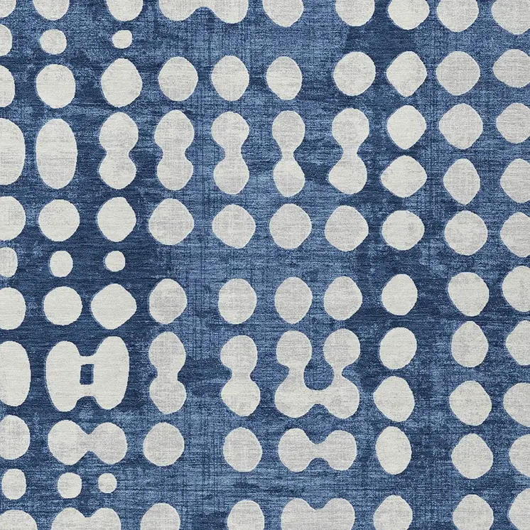 8' X 10' Navy Blue And Ivory Abstract Washable Indoor Outdoor Area Rug