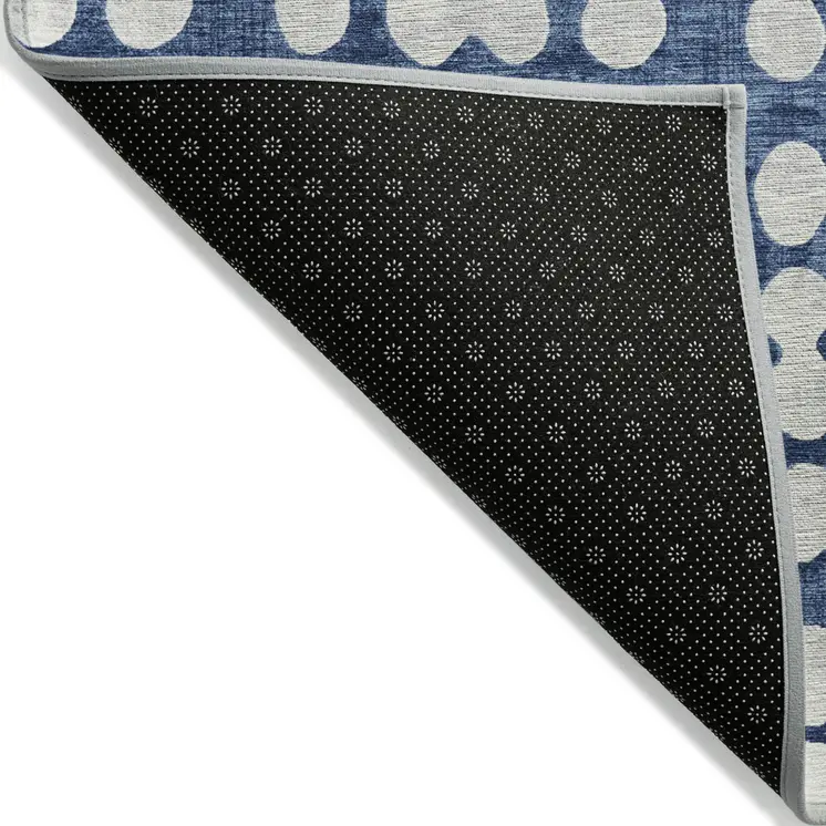 10' X 14' Navy Blue And Ivory Abstract Washable Indoor Outdoor Area Rug