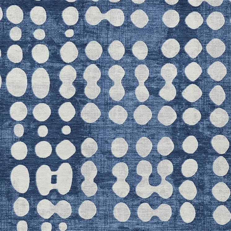 10' X 14' Navy Blue And Ivory Abstract Washable Indoor Outdoor Area Rug