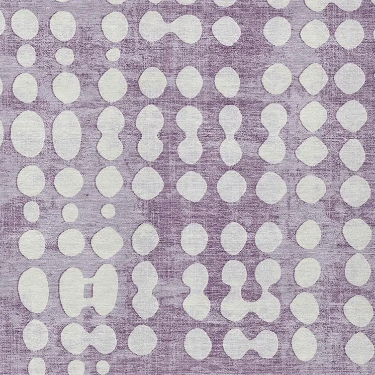 5' X 8' Purple And Ivory Abstract Washable Indoor Outdoor Area Rug
