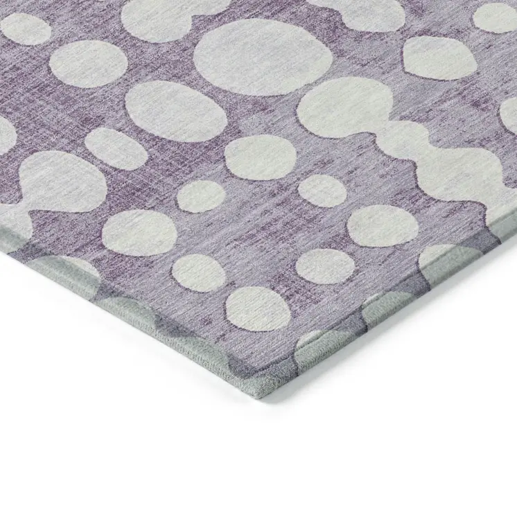 8' X 10' Purple And Ivory Abstract Washable Indoor Outdoor Area Rug