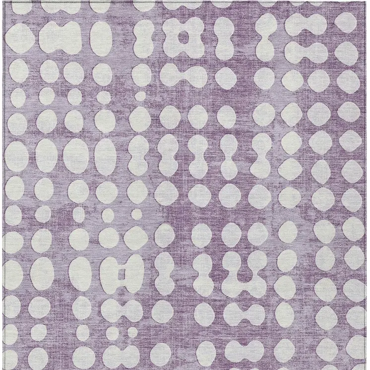 8' X 10' Purple And Ivory Abstract Washable Indoor Outdoor Area Rug