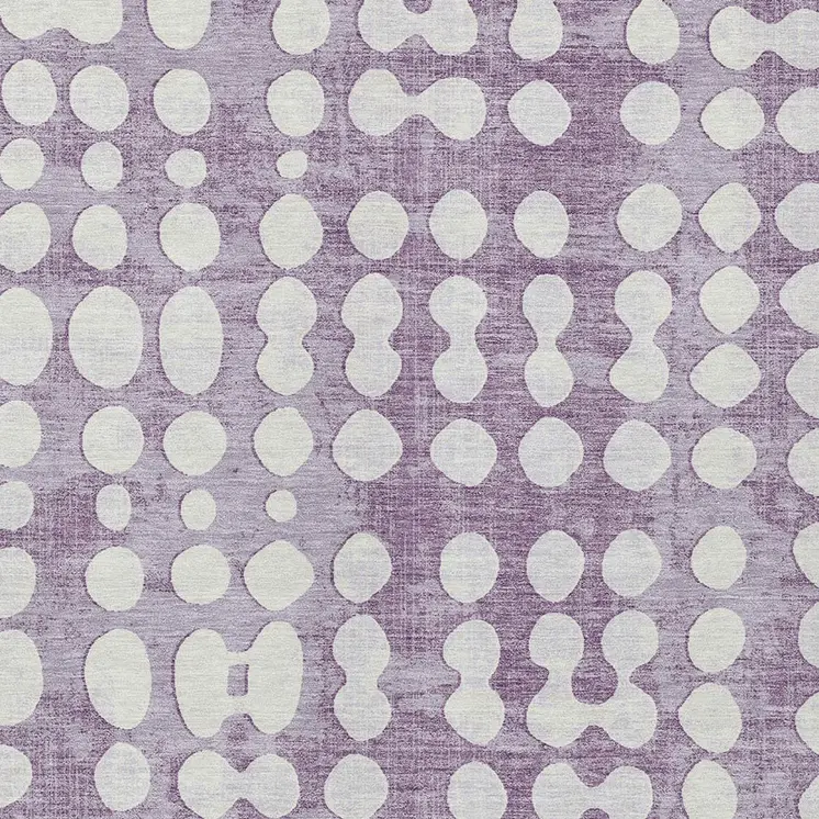 9' X 12' Purple And Ivory Abstract Washable Indoor Outdoor Area Rug