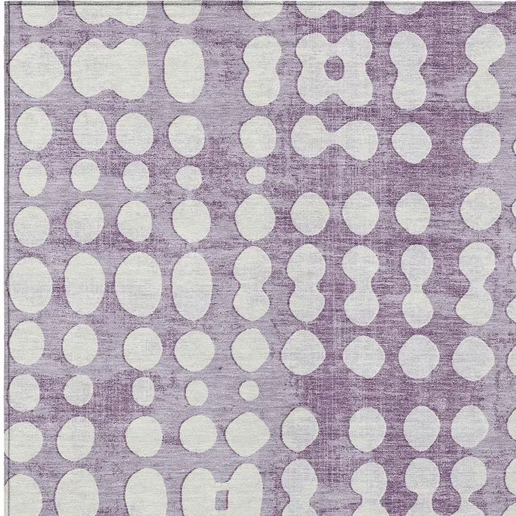 10' X 14' Purple And Ivory Abstract Washable Indoor Outdoor Area Rug