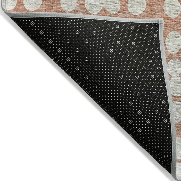 10' X 14' Salmon And Ivory Abstract Washable Indoor Outdoor Area Rug
