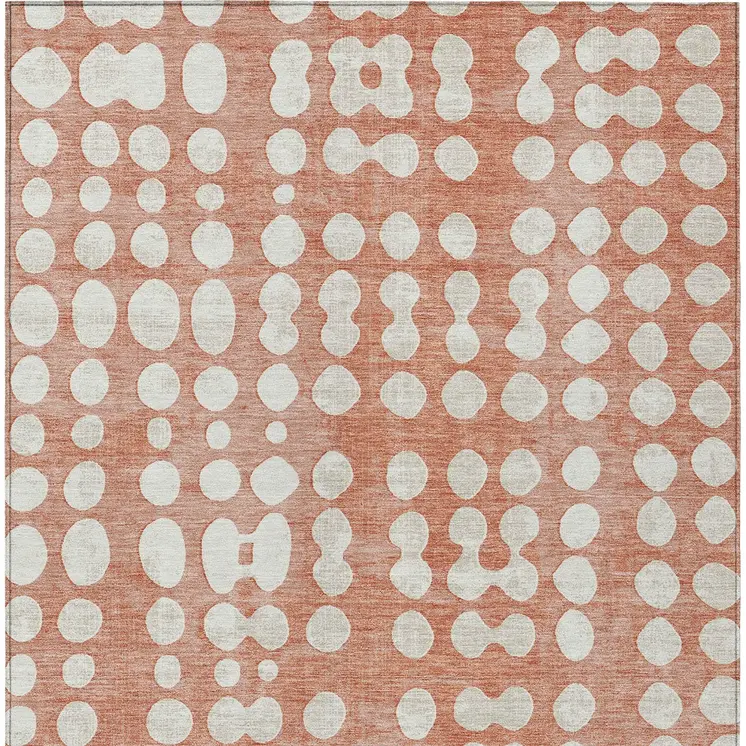 10' X 14' Salmon And Ivory Abstract Washable Indoor Outdoor Area Rug