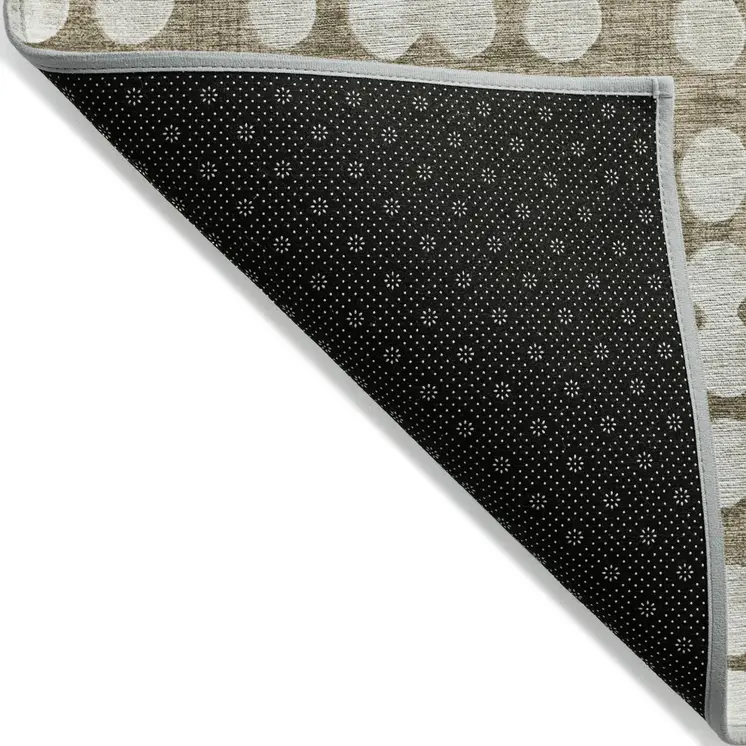 3' X 5' Taupe And Ivory Abstract Washable Indoor Outdoor Area Rug