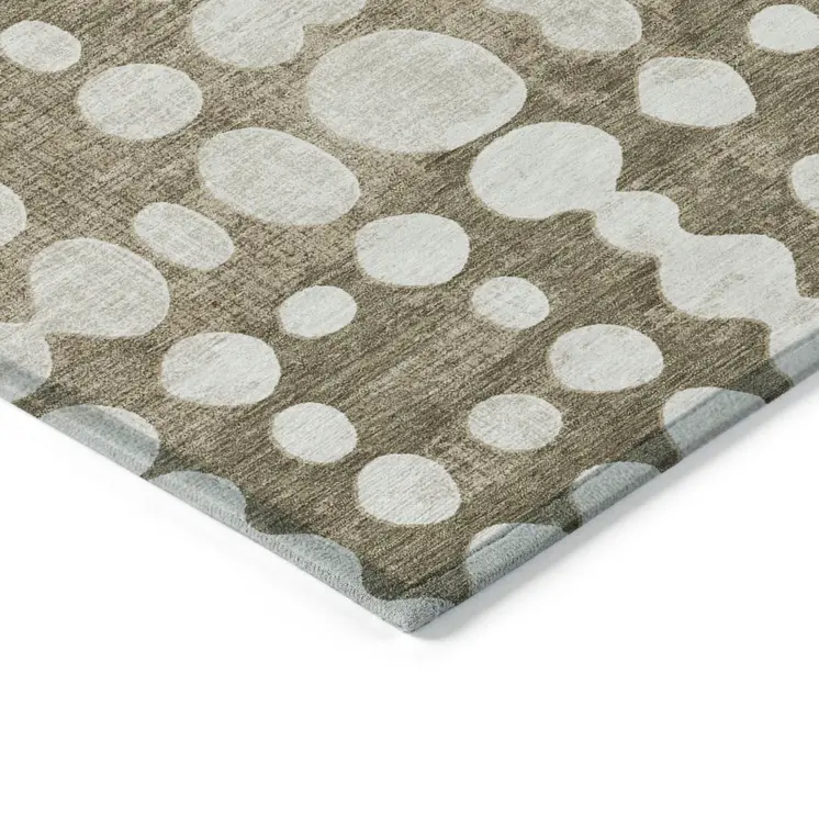 8' X 10' Taupe And Ivory Abstract Washable Indoor Outdoor Area Rug