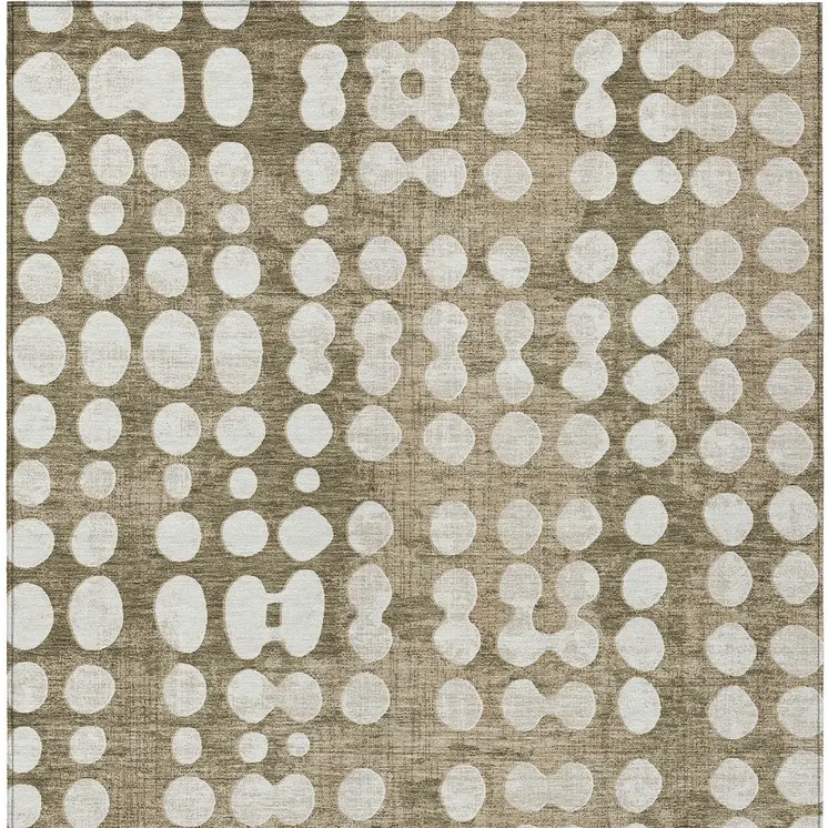 8' X 10' Taupe And Ivory Abstract Washable Indoor Outdoor Area Rug