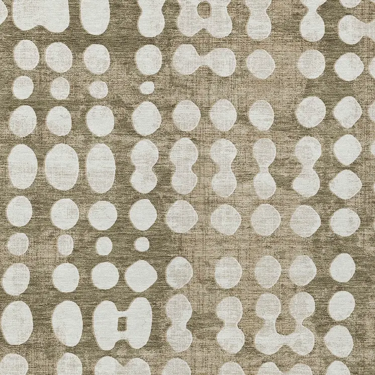 9' X 12' Taupe And Ivory Abstract Washable Indoor Outdoor Area Rug