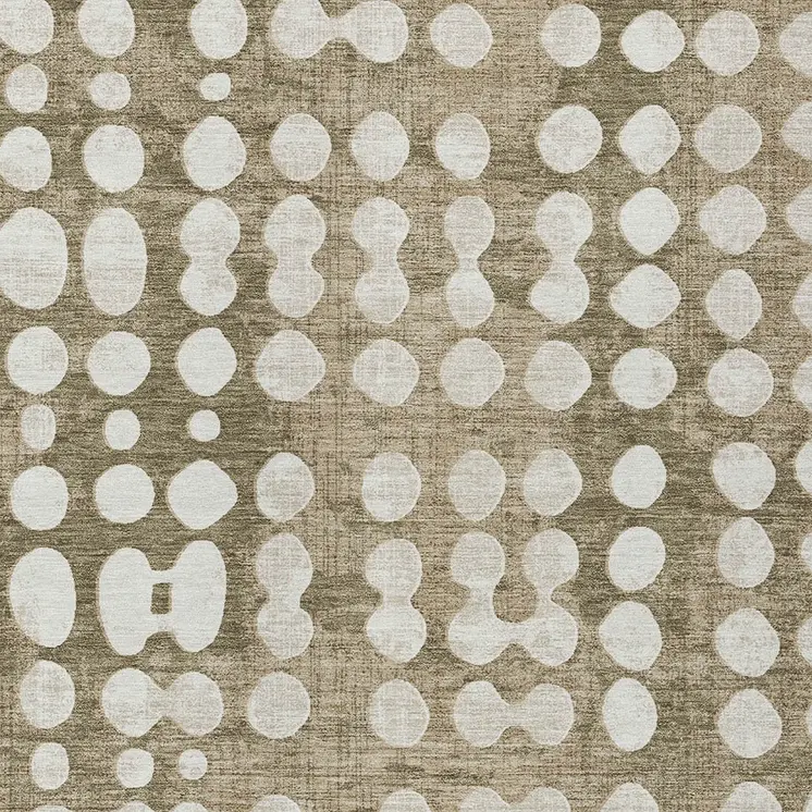 10' X 14' Taupe And Ivory Abstract Washable Indoor Outdoor Area Rug