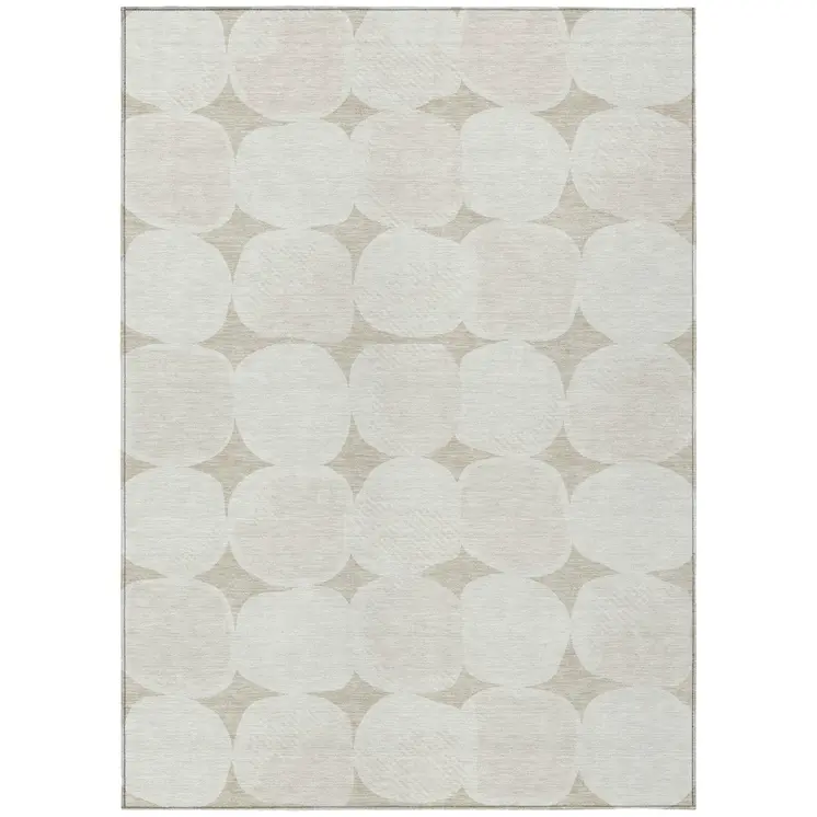 9' X 12' Beige And Brown Abstract Washable Indoor Outdoor Area Rug