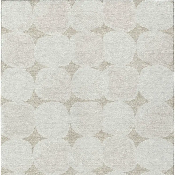 9' X 12' Beige And Brown Abstract Washable Indoor Outdoor Area Rug