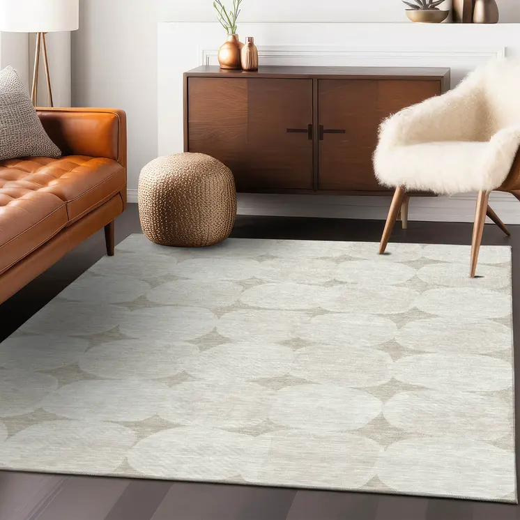 9' X 12' Beige And Brown Abstract Washable Indoor Outdoor Area Rug