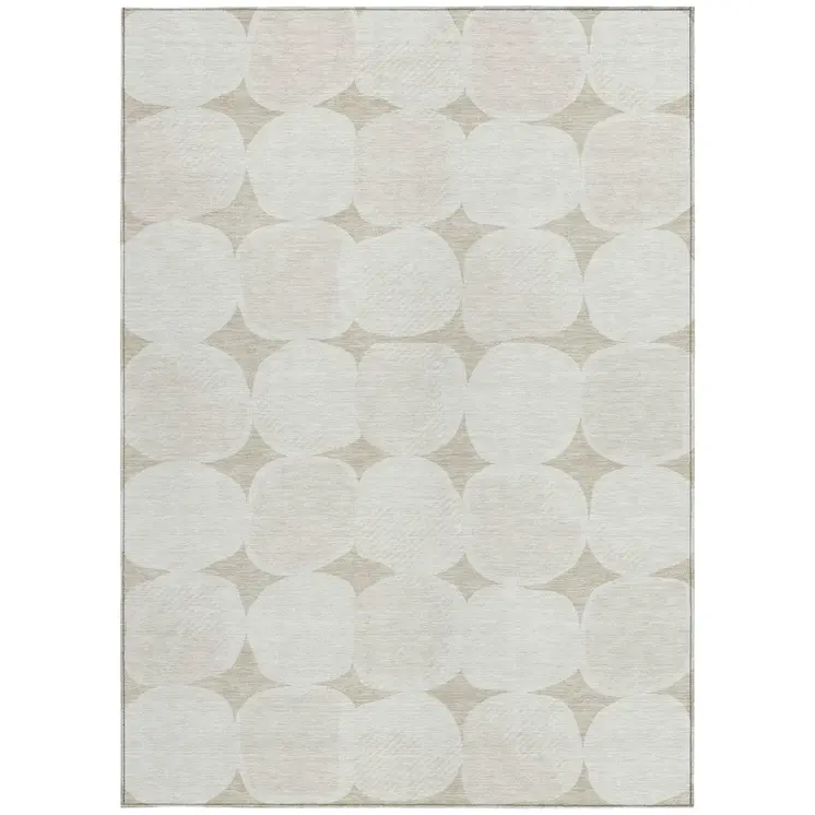 10' X 14' Beige And Brown Abstract Washable Indoor Outdoor Area Rug