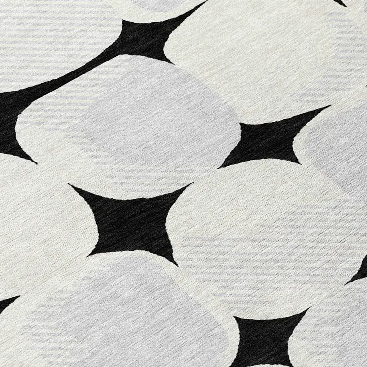 5' X 8' Black Gray And Ivory Abstract Washable Indoor Outdoor Area Rug