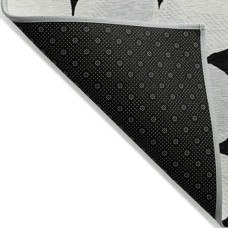 8' X 10' Black Gray And Ivory Abstract Washable Indoor Outdoor Area Rug