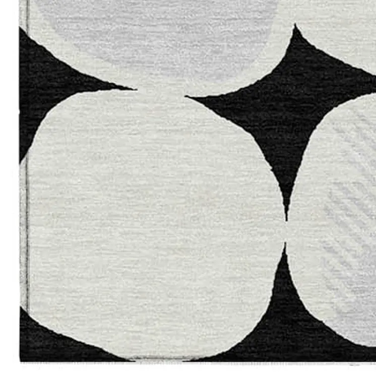 8' X 10' Black Gray And Ivory Abstract Washable Indoor Outdoor Area Rug