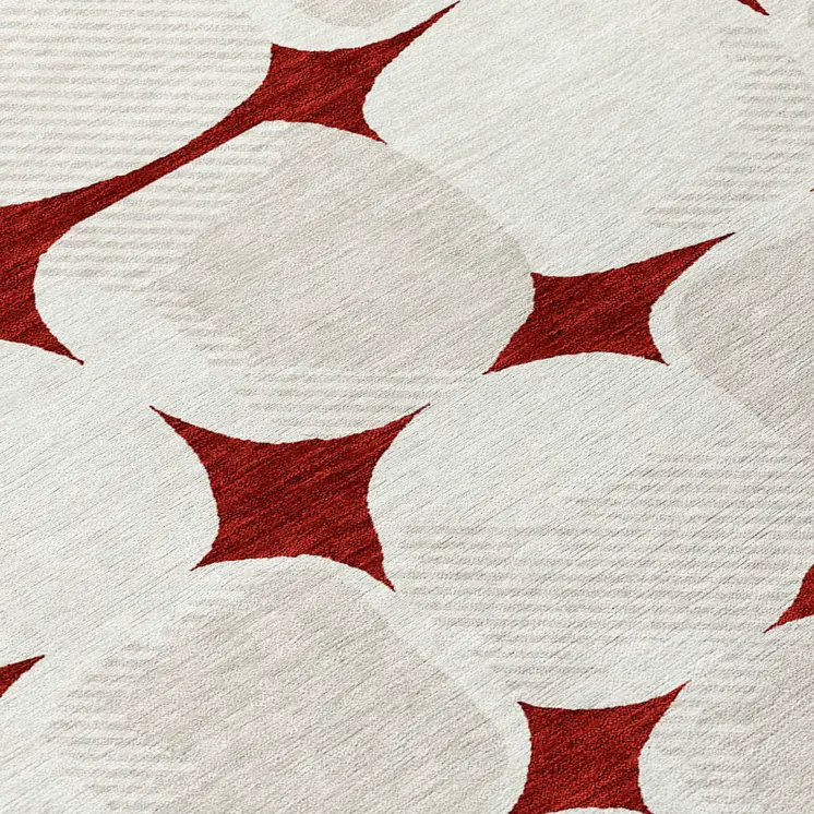 3' X 5' Burgundy Beige And Ivory Abstract Washable Indoor Outdoor Area Rug