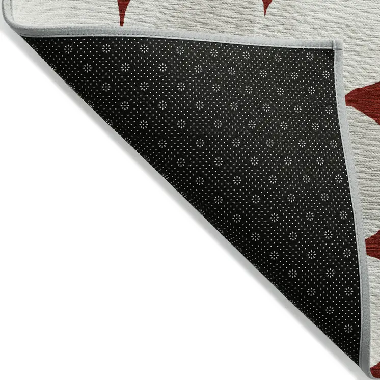9' X 12' Burgundy Abstract Washable Indoor Outdoor Area Rug