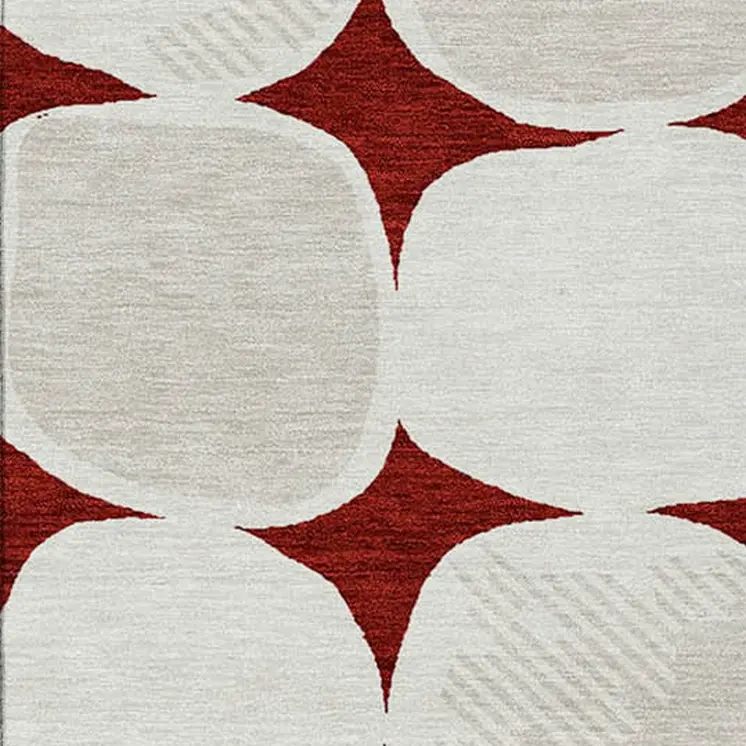 10' X 14' Burgundy Beige And Ivory Abstract Washable Indoor Outdoor Area Rug