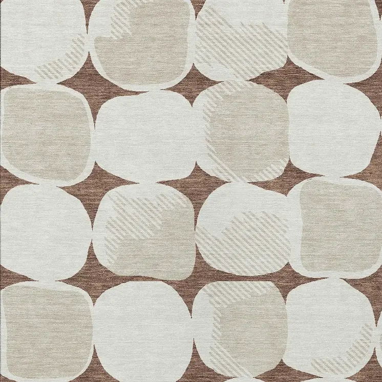 5' X 8' Brown Beige And Ivory Abstract Washable Indoor Outdoor Area Rug