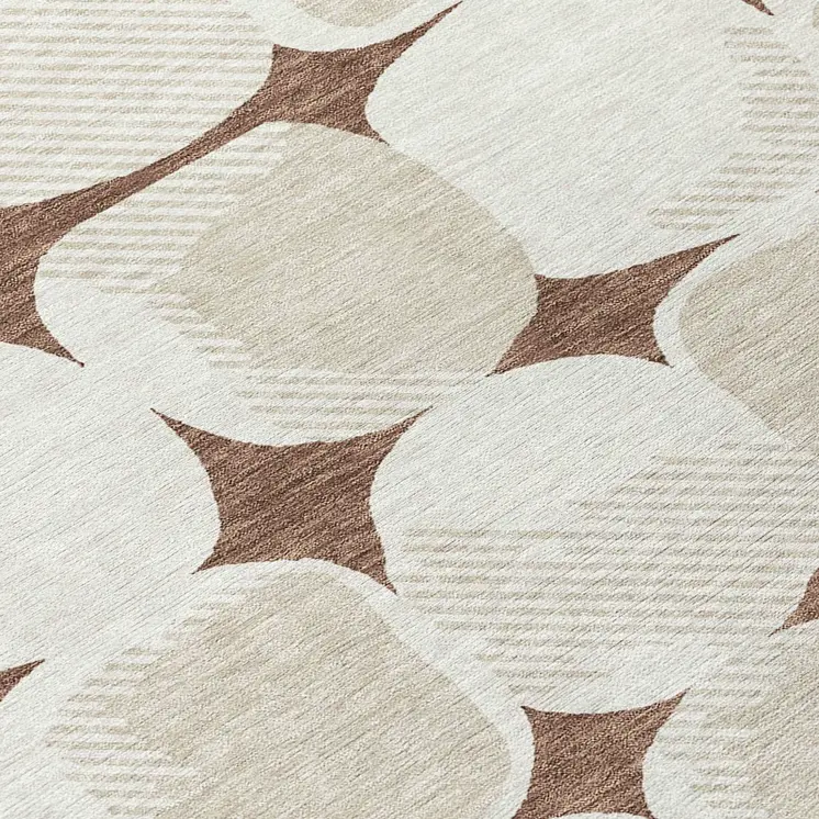 5' X 8' Brown Beige And Ivory Abstract Washable Indoor Outdoor Area Rug