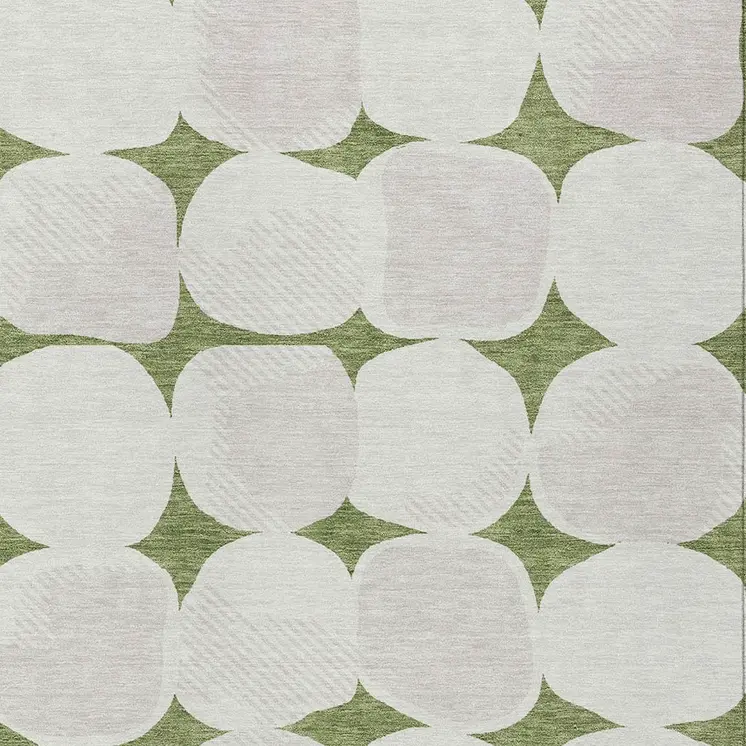 10' X 14' Green And Beige Abstract Washable Indoor Outdoor Area Rug