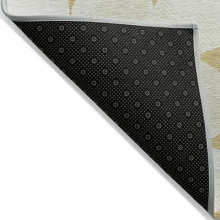 3' X 5' Gold And Beige Abstract Washable Indoor Outdoor Area Rug