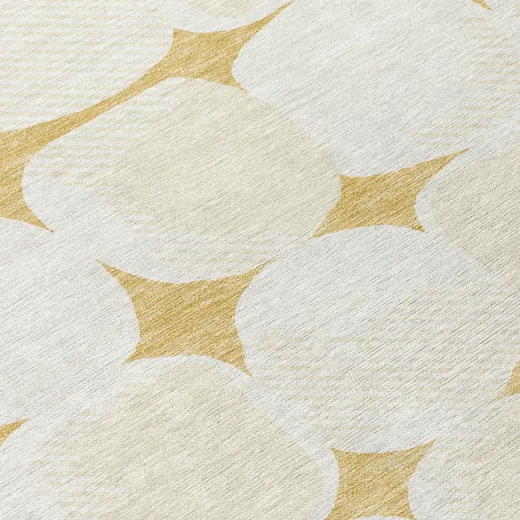 5' X 8' Gold And Beige Abstract Washable Indoor Outdoor Area Rug