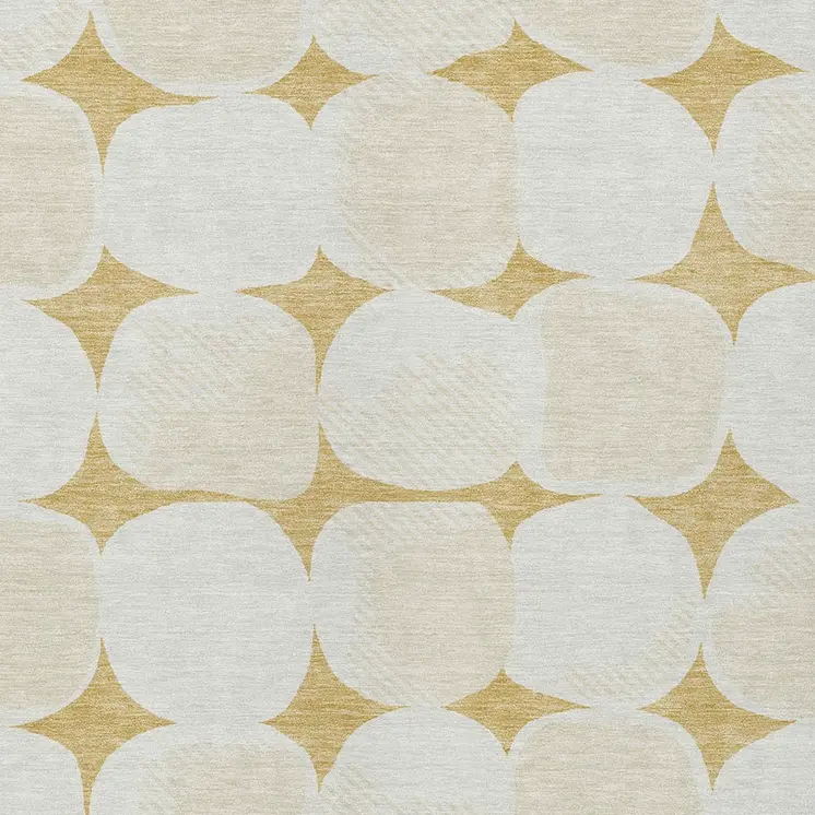 8' X 10' Gold And Beige Abstract Washable Indoor Outdoor Area Rug