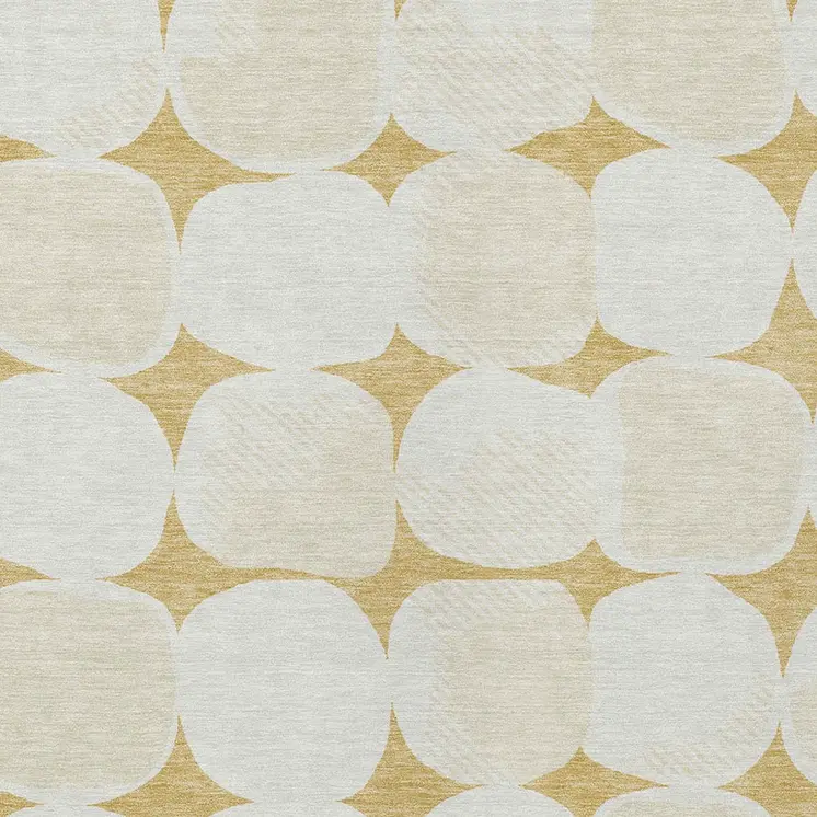 9' X 12' Gold And Beige Abstract Washable Indoor Outdoor Area Rug