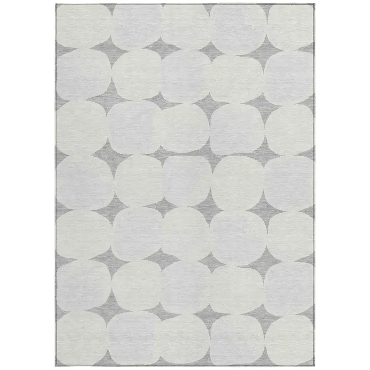 3' X 5' Gray And Beige Abstract Washable Indoor Outdoor Area Rug