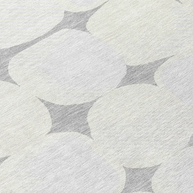 8' Gray And Beige Round Abstract Washable Indoor Outdoor Area Rug
