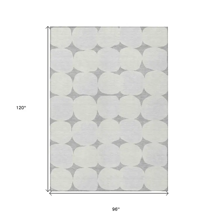 8' X 10' Gray And Beige Abstract Washable Indoor Outdoor Area Rug