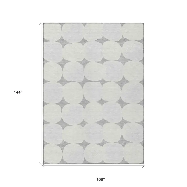 9' X 12' Gray And Beige Abstract Washable Indoor Outdoor Area Rug