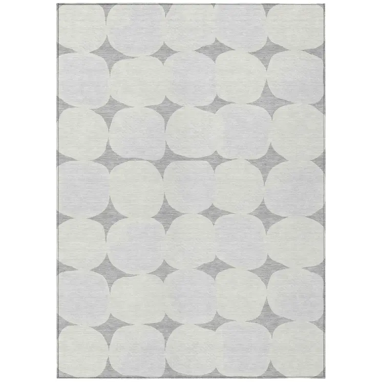 10' X 14' Gray And Beige Abstract Washable Indoor Outdoor Area Rug