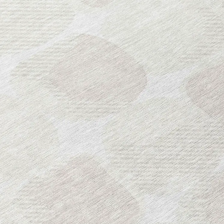 8' Ivory And Beige Round Abstract Washable Indoor Outdoor Area Rug