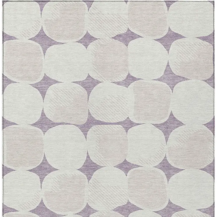 8' X 10' Lavender Beige And Ivory Abstract Washable Indoor Outdoor Area Rug
