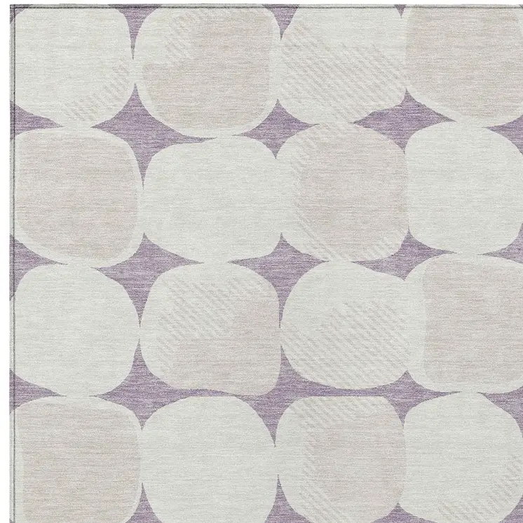 10' X 14' Lavender Beige And Ivory Abstract Washable Indoor Outdoor Area Rug