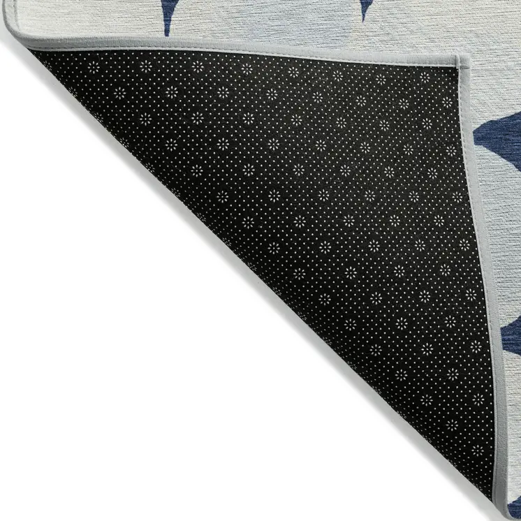3' X 5' Navy Blue Gray And Ivory Abstract Washable Indoor Outdoor Area Rug