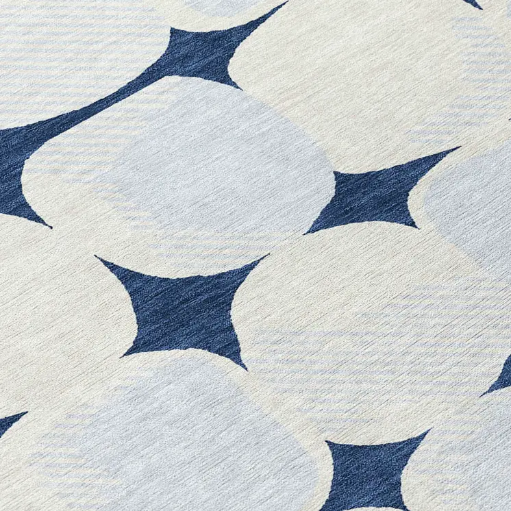 3' X 5' Navy Blue Gray And Ivory Abstract Washable Indoor Outdoor Area Rug